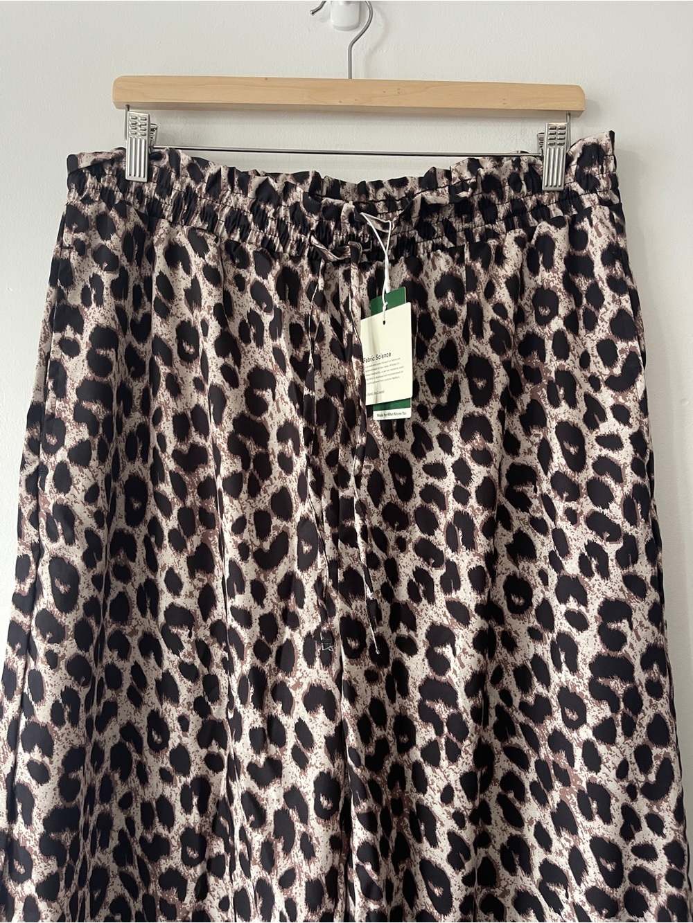 Halara High Waisted Drawstring Pocket Leopard Print Wide Leg Baggy Casual Pants - Picture 4 of 10